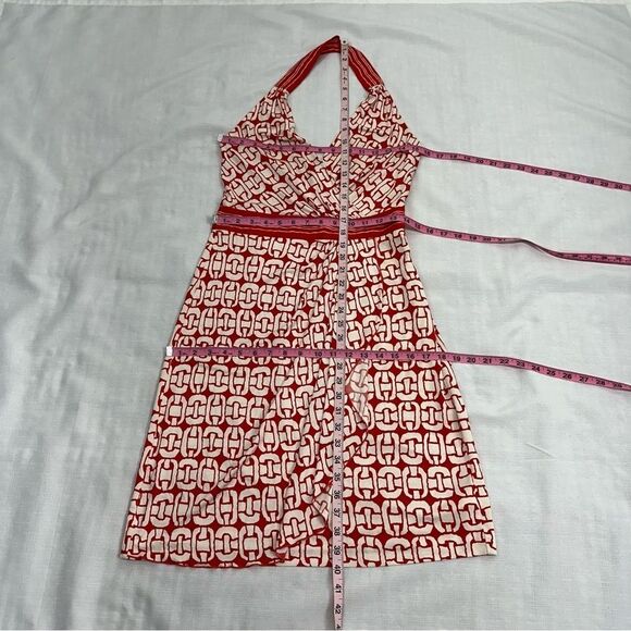 Trina Turk Women’s size 6 Off White Orange Silk Chain Link Halter Dress - Picture 9 of 12